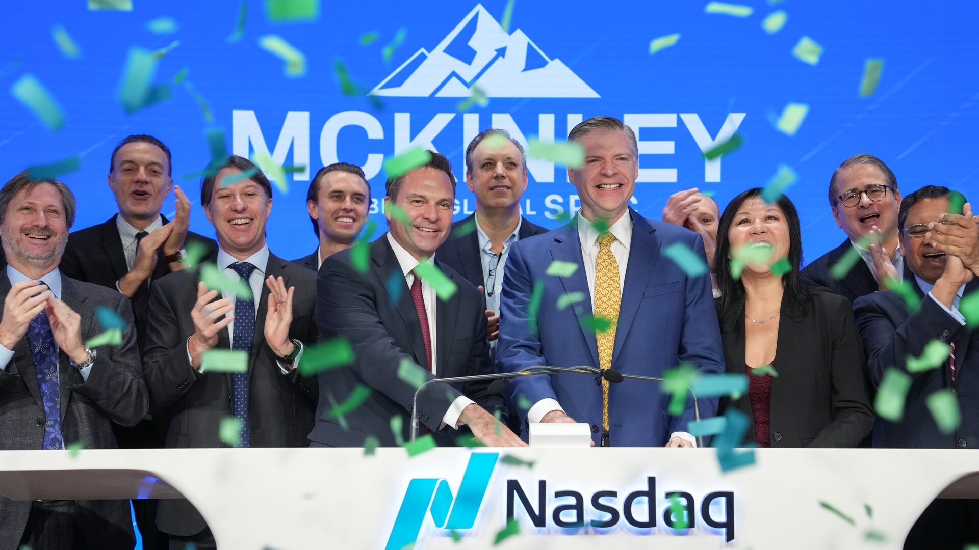 McKinley Acquisition Corporation team at the Nasdaq MarketSite listing ceremony.